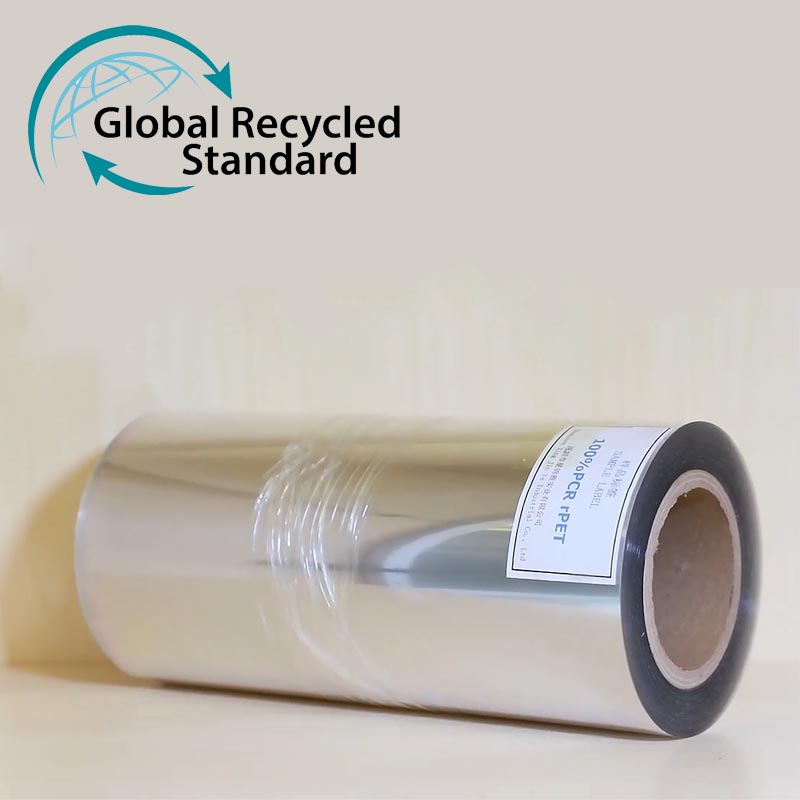 RPET plastic sheet roll with Global Recycled Standard certification logo