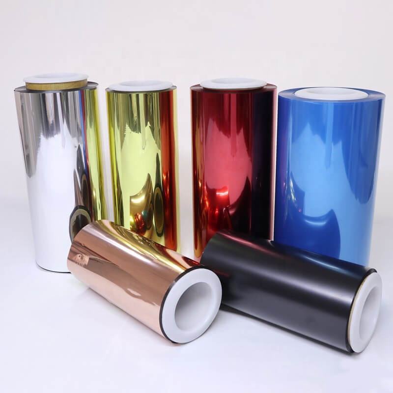 ฟิล์ม Metallized PVC สีแดงเขียว PET Aluminized สีสันสดใสสำหรับพวงมาลัย