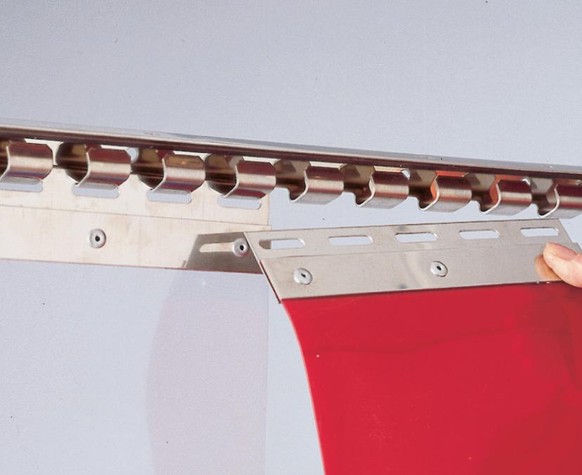 PVC strip curtain rail with clamping plate and PVC strip