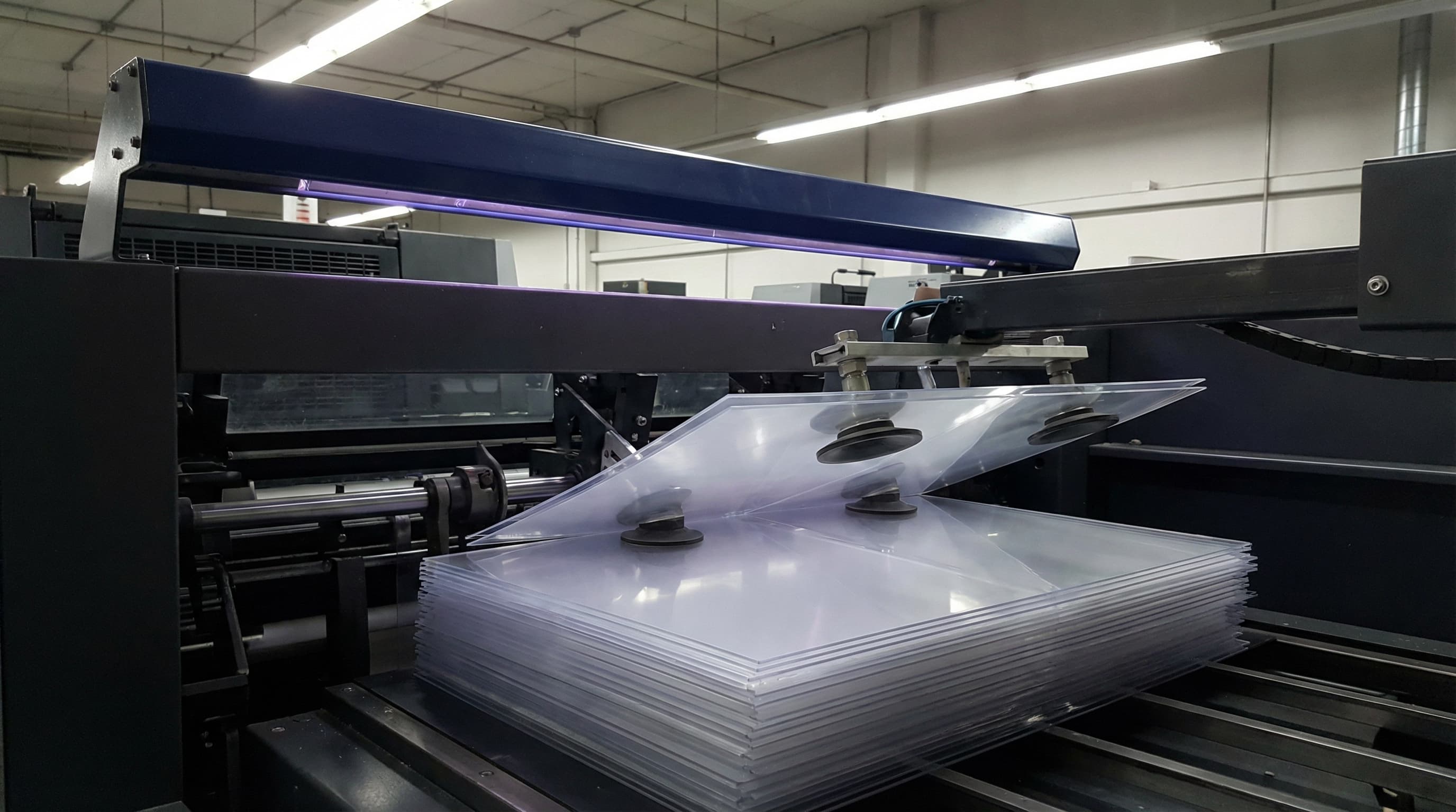 Static electricity causing rigid plastic sheets to cling together in an offset printing press feeder
