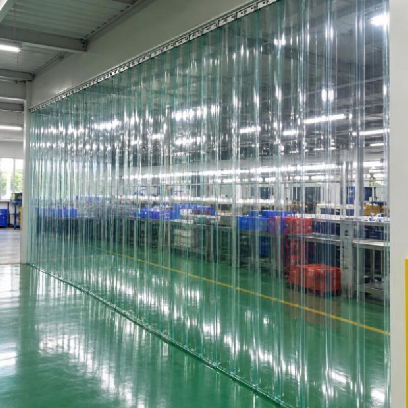 Industrial PVC Strip Curtain Kit installed at warehouse doorway